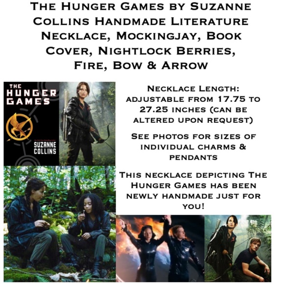 The Hunger Games by Suzanne Collins Handmade Literature Book Necklace Mockingjay - Picture 15 of 16